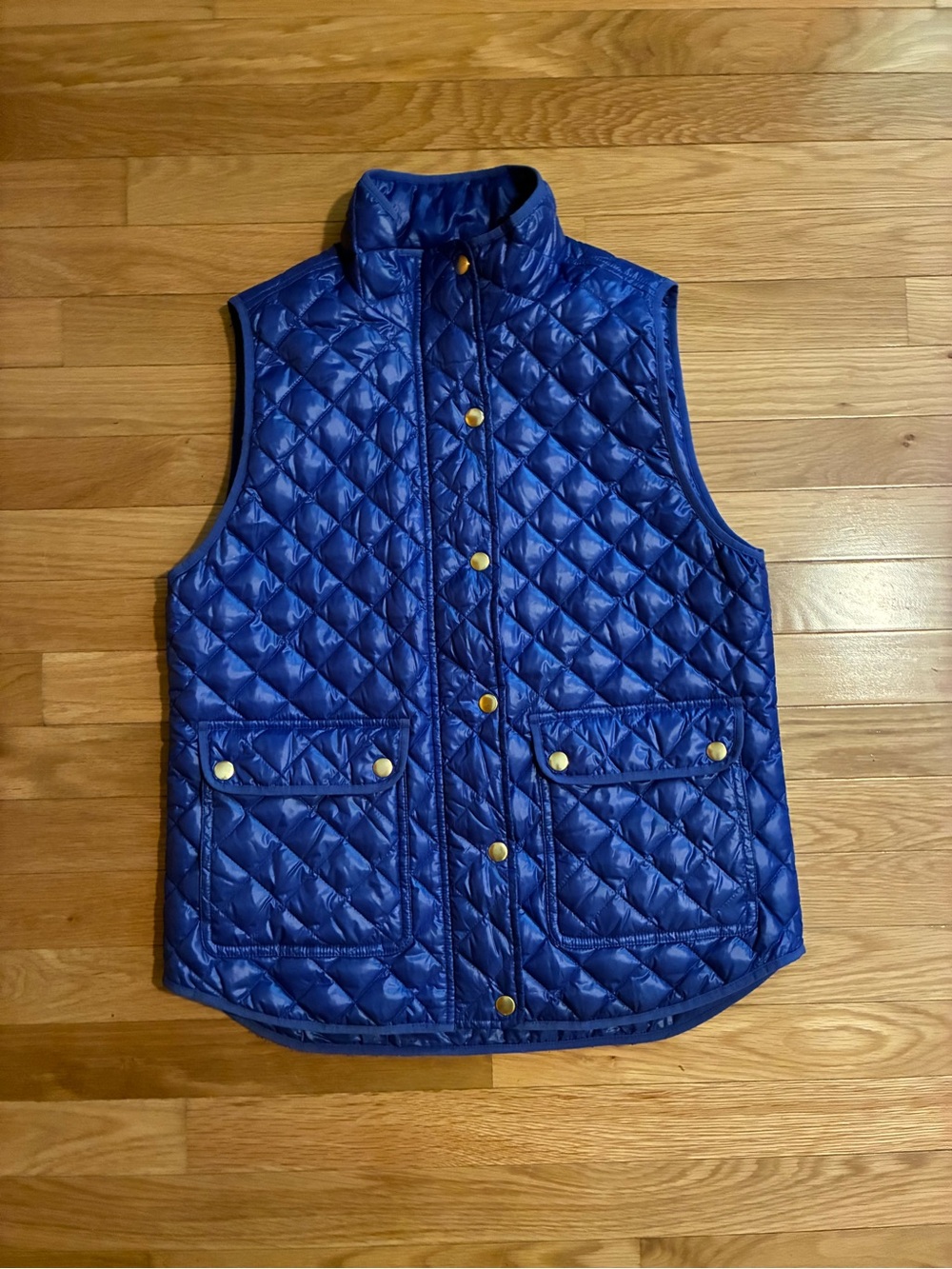 J. Crew Quilted Down Blue Snap-Front Women's Vest. Size Sm. NWOT!!